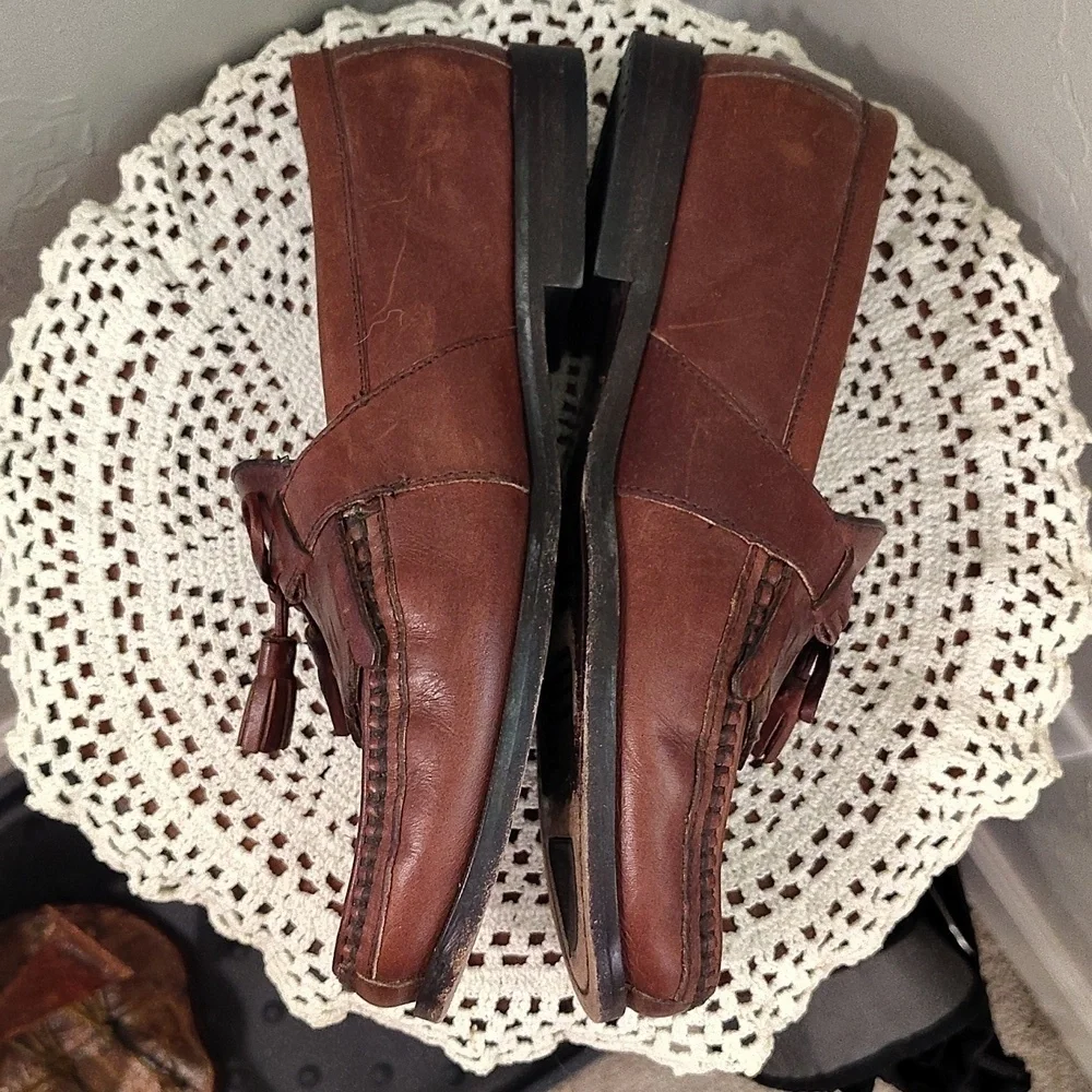 Johnston & Murphy Mens Slip On Brown Loafer Size 9.5 Weave Toe